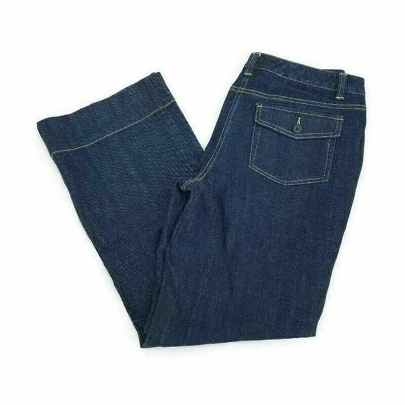 Talbots Denim - Talbots Womens Straight Jeans Blue Stretch Dark Wash Pocket High Rise Denim 12